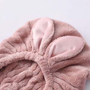 Lindo Gorro de Toalla para Secar el Cabello con Orejas de Conejo, Tela de Microfibra de Rizo, Secado Rápido, Color Sólido, para Adultos, Uso en Casa y Viajes - Product Image 5