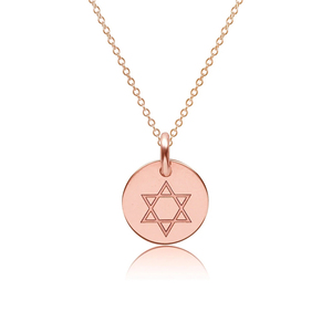 Collana da donna placcata oro in acciaio inossidabile gioielli personalizzati moda ciondolo a moneta stella incisa collana di David per regalo da donna - Product Image 2