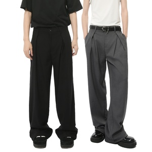 <span class=keywords><strong>Pantaloni</strong></span> eleganti Casual da <span class=keywords><strong>uomo</strong></span> con doppio Design autunnale pieghettato <span class=keywords><strong>pantaloni</strong></span> larghi <span class=keywords><strong>plissettati</strong></span> con Logo in vita - Product Image 1