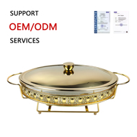 ORIX Eleganter Goldener Edelstahl 201 3L Chafing Dish für Hochzeiten, Stilvoller Speisenwärmer mit Deckel für Catering und Restaurantnutzung