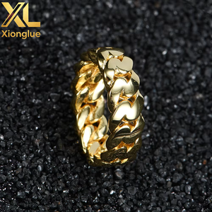 Hip Hop Men Women Cuban <b>Ring</b> Jewelry 18K Gold Plated Cuban Link <b>Ring</b> <b>Finger</b> <b>Ring</b> - Product Image 1