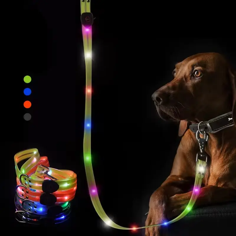 Wholesale Price Dog Accessories Light Up Dog Leash Led Illuminating Led Dog Nylon Pet Rechargeable Led Leash