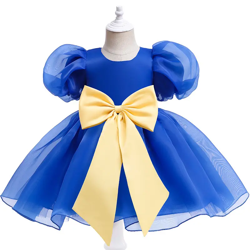 Ins style – robe princesse en tulle pour bébé fille, avec grand nœud, manches bouffantes