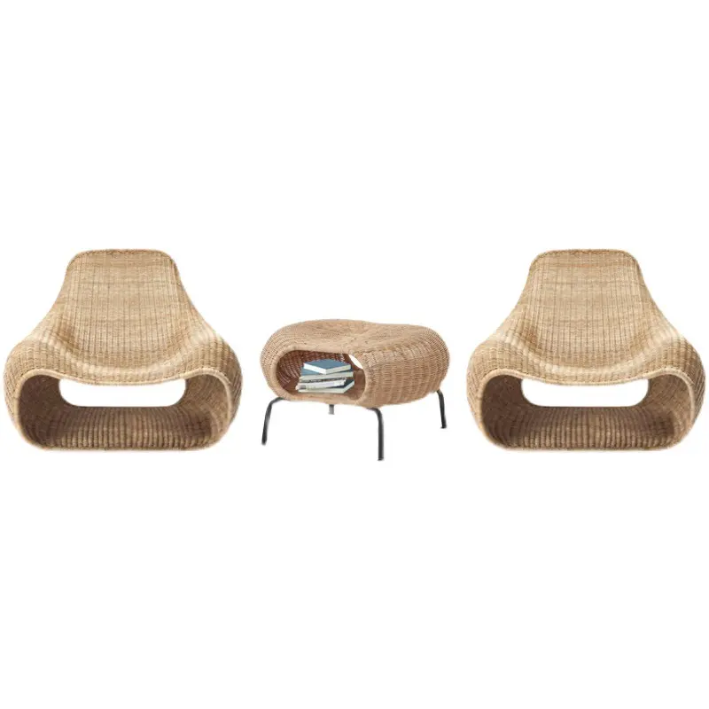 उच्च गुणवत्ता वाले आउटडोर रतन कुर्सियाँ स्टूल सुपर आरामदायक लक्जरी विकर कुर्सियाँ गार्डन बालकनी फर्नीचर