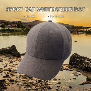 New Design Unisex Sports Cap White with Green <b>Leaf</b> Dot Pattern Waterproof Front Side Embroidered Baseball Cap Eyelets - Product Image 2