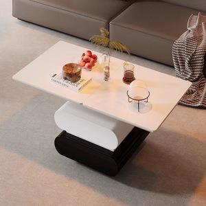 Mesa de Centro Moderna Minimalista de Madera Maciza con Acabado en Laca Piano, Forma Cuadrada con Almacenamiento para Sala de Estar, Dormitorio u Oficina - Product Image 1