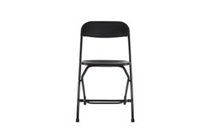 Silla plegable de plástico negro con respaldo plano Diseño para todo tipo de clima para interiores y exteriores Fácil de limpiar y para almacenes - Product Image 6