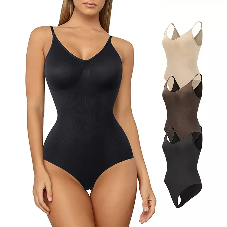 2022 New Drop Shipping Bodysuit Shapewear for Women Tummy Control Panties Seamless Sleeveless Tops V-Neck Camisole Jumpsuit