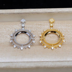 Pendentif Tournesol en Argent S925, Plateau Vide 13,2 MM, Composant Semi-Fini pour Bijoux DIY - Product Image 2