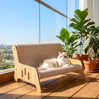 Sofá Minimalista Ecológico de Madera y Sisal para Gatos, con Respaldo Inclinado, Silla Lounge, Mueble Resistente al Desgaste y Bajo Contenido de Polvo, Cama para Mascotas