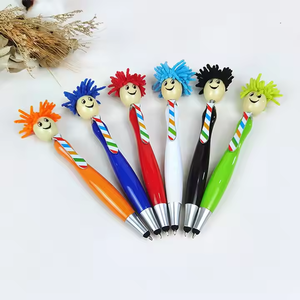 Promocional cara humana <span class=keywords><strong>hombre</strong></span> Regalos personalizado polvo mopa Topper pantalla limpieza pluma 2 en 1 Stylus Pen muñeca cabeza pluma - Product Image 2