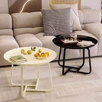 Table basse ronde moderne en fer forgé pour salon et balcon, non extensible, sans assemblage, mobilier de maison
