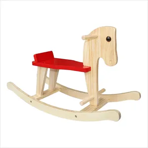 無垢材の安全トロイの木馬子供ロッキングチェア/赤ちゃんのおもちゃ無垢材のロッキングホースギフト