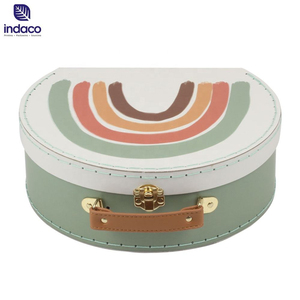 Rainbow Printed Paper Luggage, Children's Storage <b>Box</b> with Handle, Retro Decoration, Portable Gift Packaging <b>Box</b> - Product Image 2