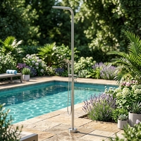 Ensemble de douche de piscine extérieure autoportante de luxe en acier inoxydable 304, anti-rouille, plusieurs couleurs, robinet de douche de plage à jet