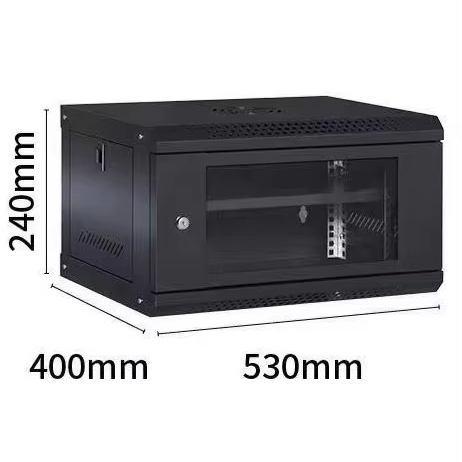 4U Wall Mount Network Cabinet, 530*400*240mm Server Rack Cabinet, Small Data Rack with Glass Door for CCTV Network Equipment