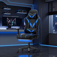 Chaise de jeu AJUNION avec support lombaire, chaise de course pivotante réglable, chaise inclinable en similicuir pour les joueurs sur PC et le bureau