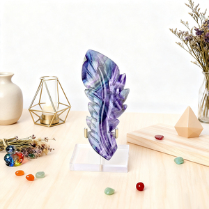 Sculptures en pierre précieuse naturelle de guérison en gros : Plume de fluorite arc-en-ciel pour cadeau - Product Image 3