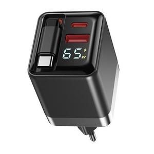 อุปกรณ์เสริมโทรศัพท์มือถือแบบ USB 65w ขายส่ง ที่ชาร์จเร็ว ที่ชาร์จโทรศัพท์มือถือ ที่ชาร์จเร็วแบบจีน gan 120w พร้อมสายชาร์จแบบยืดหดได้ - Product Image 1