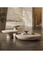 Ensemble de tables basses Wabi Sabi Mushroom, aspect ciment noir, fibre de verre FRP, tables d'appoint rondes imbriquées, table centrale pour salon, lot de 3