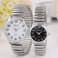 WJ-4574 Montre-bracelet de couple en acier inoxydable de haute qualité avec bracelet élastique, montre pour homme âgé