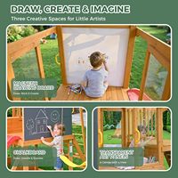 Structures de jeux en bois pour jardin, ensemble de jeux d'extérieur avec système d'escalade, balançoire pour enfants de 3 à 8 ans