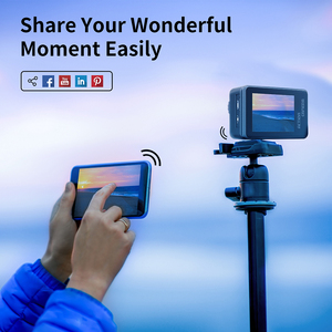 Caméra d'action professionnelle à double écran avec stabilisation gyroscopique 6 axes EIS, microphone externe, WiFi natif 5K, vente en gros d'usine - Product Image 2