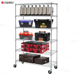 Groothandel Nsf Goedkeuring 6 Tier Verstelbare 800lbs Metal Chrome Rekken Unit Rekken Garage, Zware Draad Plank