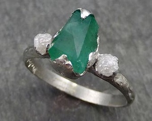 Anello di Aerolite verde naturale anello di fidanzamento con Aerolite in argento Sterling 925 verde scuro - Product Image 6