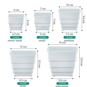 Durable root control succulent square pot good air system cactus planter white color plastic flower pot