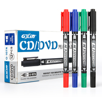Marqueur permanent double pointe Gxin G-107A, pointe double, encre à base d'huile, écriture fluide, marqueur permanent à l'alcool pour le bureau, CD/DVD