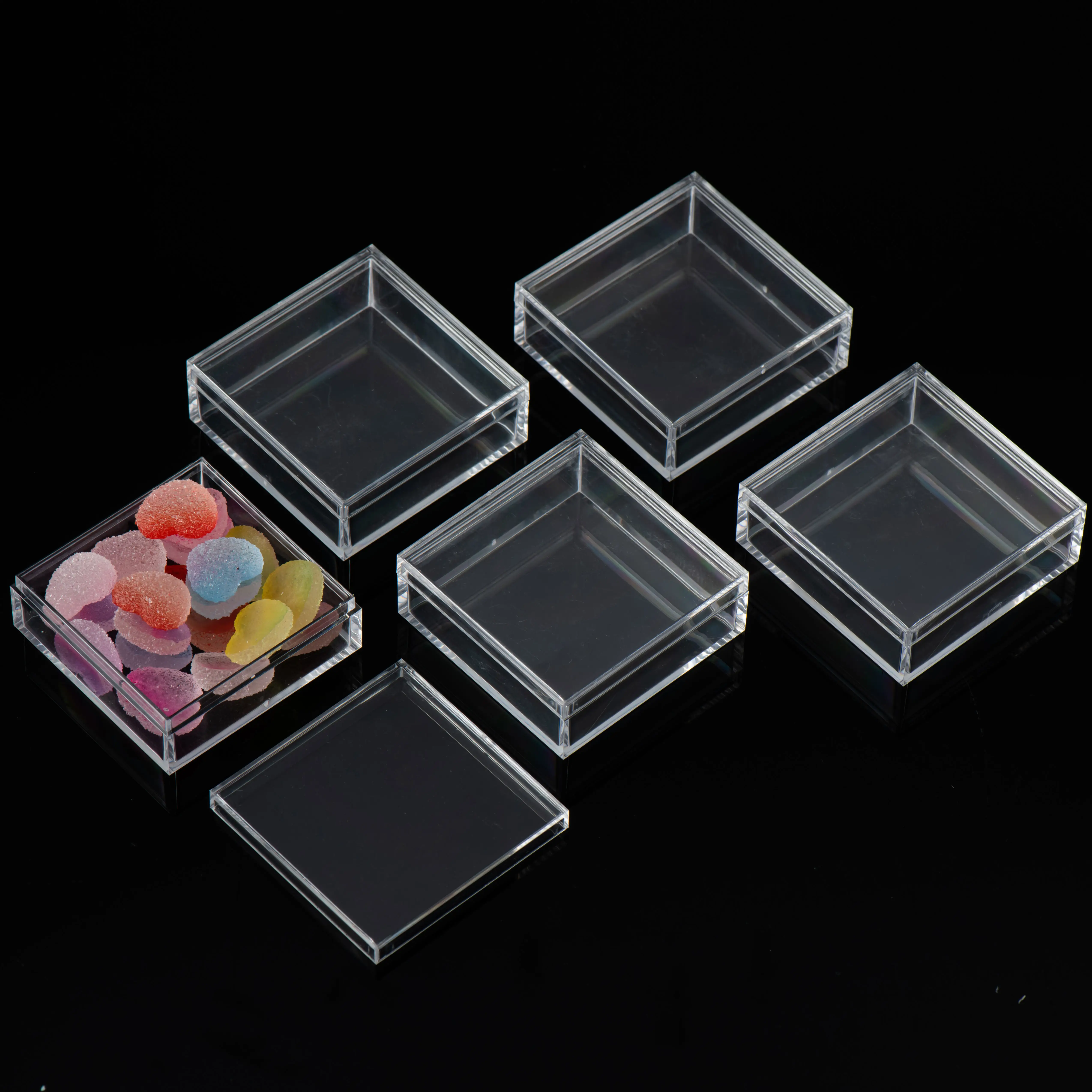 Kotak Gula Akrilik Kubus Ukuran Kustom Kotak Permen Akrilik Mendukung Mini Acryl Kotak Penyimpanan Kotak Hadiah Plastik Bening untuk