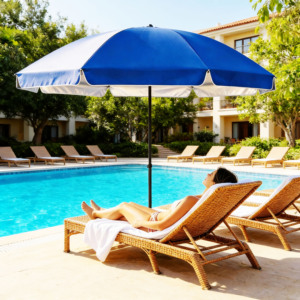 Ombrellone da Spiaggia Blu, Protezione UV, Blocco del Calore, Portatile per Esterni - Product Image 5