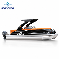 Bateau ponton de luxe S-22A en aluminium, 12 places, arche sportive électrique, console premium pour croisière familiale et loisirs