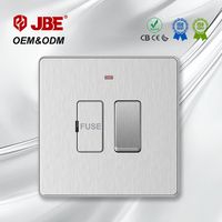 Unité de connexion à interrupteur avec fusible 13A, norme britannique, 1 gang, avec LED, en acier inoxydable, pour usage domestique, 250V