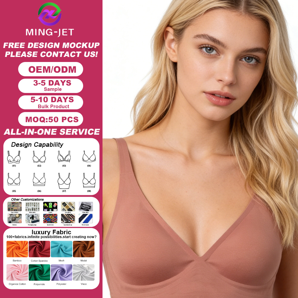 Exterior Enlarged Traceless Wire Free Breathable Solid Pattern Women's Thin Push-up Adjustable 3/4 Cup U-back Knitted Everyday