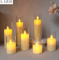 Bougie décorative électronique lumineuse simulée à tête oscillante en verre acrylique LED