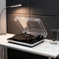 Tocadiscos Profesional de 50W con Altavoces Externos Inalámbricos BT, Reproductor de Vinilo de Alta Fidelidad con Transmisión por Correa