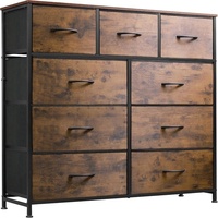 Meuble de rangement rétro en tissu non tissé avec tiroirs, organiseur de vêtements imprimé pour bureau, armoire de chevet à cadre en fer, 100x30x98cm