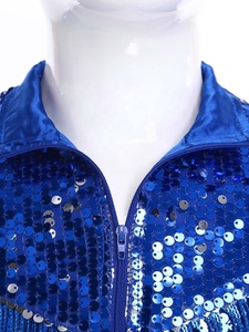 8-14 Kids Boys Glittery <b>Sequin</b> <b>Jacket</b> Fringe Coat Outerwear For Jazz Dance Cowboy Party Stage Performances Festive Dance Costume - Product Image 3