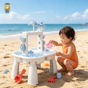 Table de jeu d'eau et de sable pour enfants avec pulvérisateur en forme de dauphin, pour extérieur et plage - Product Image 5
