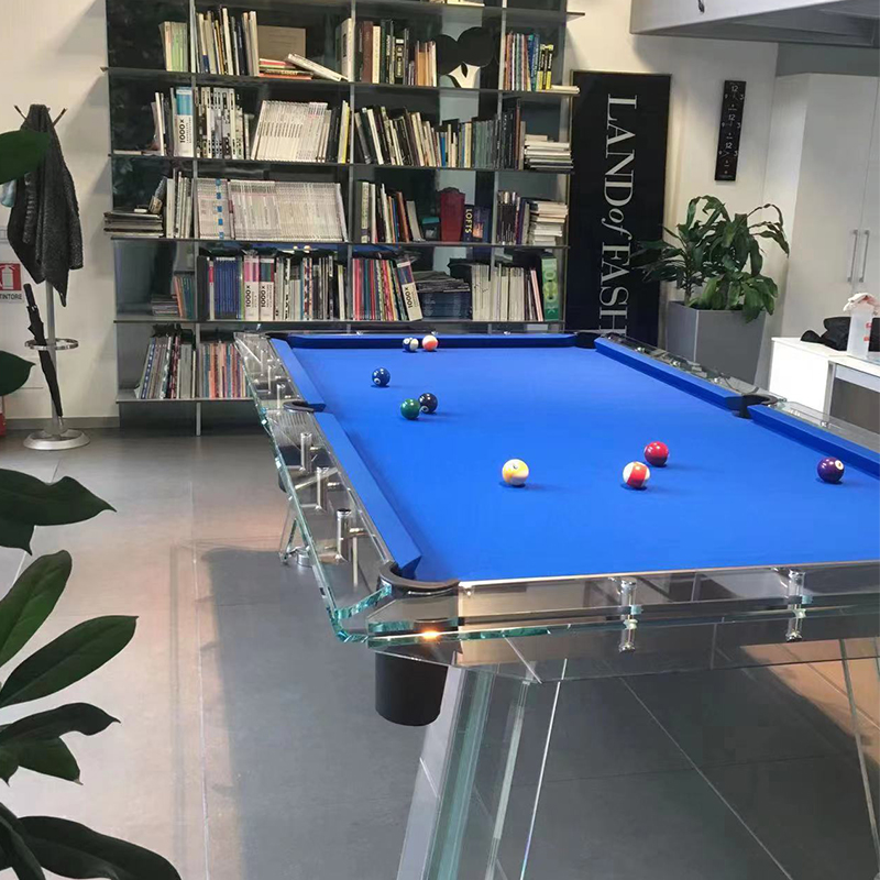 Table de billard en verre clair trempé noir huit de 7 pieds version de luxe meubles de divertissement personnalisés