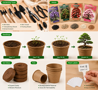 Kit Pohon Bonsai Ramah Lingkungan DIY Pot Kustom Modern untuk Penggunaan Dalam/Luar Ruangan, Pajangan Meja, Berbagai Jenis Biji