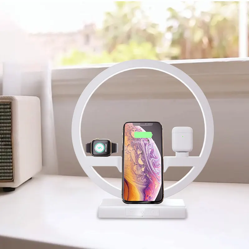 New 3 in 1 charging dock for iPhone station desk lamp wireless charger for Apple watch charging stand for AirPods