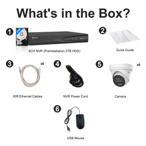Sistema de Câmeras de Segurança Externas POE 5MP com 6 Câmeras, NVR de 8 Canais, HDD de 2TB, Detecção de Pessoas e Veículos, Luz Dupla Inteligente, Estoque nos EUA - Product Image 4