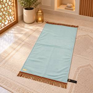 Tosca Islamic <b>Prayer</b> Rug for <b>Kids</b> and Adults Machine Made Soft Foam Faux Material 105x50cm with Elegant Gold Tassel Home Use - Product Image 5