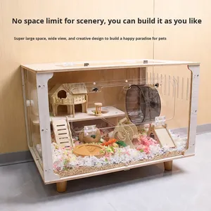 <strong>Hamster</strong> <strong>Cage</strong> Acrylic Transparent Golden Solid Button Eco-friendly <strong>Large</strong> Space Luxury Villa 80cm 100cm Breeding <strong>Cage</strong> 5kg Capacity - Product Image 4