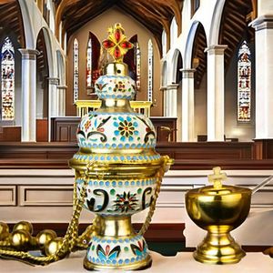 Incensario Católico Ortodoxo HT 2026, Nuevo Diseño, Campana con Cadena Larga, Decoración para Iglesia y Hogar, Metal Fundido con Acabado en Plata - Product Image 3