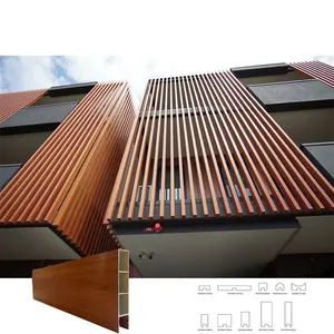 Panel slider Batten aluminium eksterior bangunan struktur perumahan biji-bijian kayu tabung bentuk panel casing dinding luar