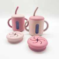 Fenêtre Design Snack Couvercle Bébé Tasse À Eau pour Boire Formation avec Paille pour Tout-Petits 1-3 Ans Bébé Paille Tasse Silicone Sippy Tasse